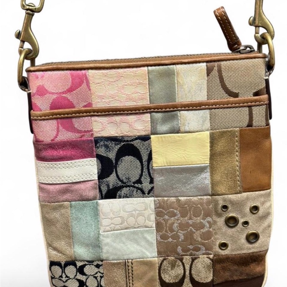 Y2K Coach Patchwork Multicolor Crossbody Bag - Pi… - image 1